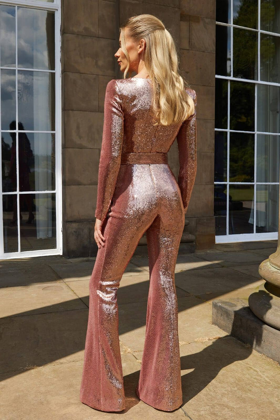 WW - Pailletten Langarm Jumpsuit