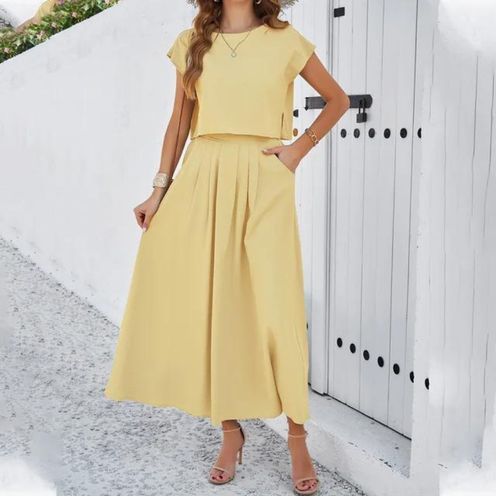 WW | Elegantes Crop-Top- und Maxikleid-Set