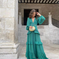 WW | Gestufter Langarm-Maxikleid