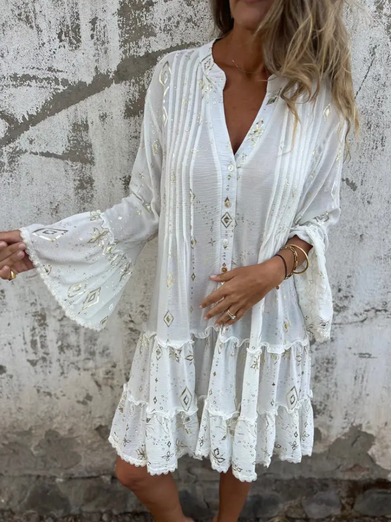 WW | Boho Metallic Hemdkleid