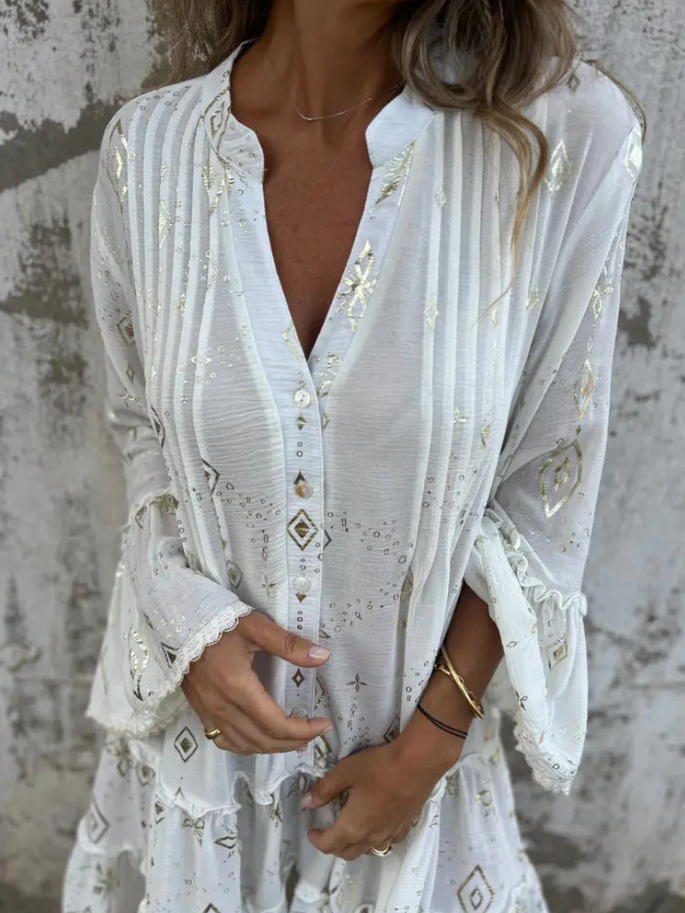 WW | Boho Metallic Hemdkleid