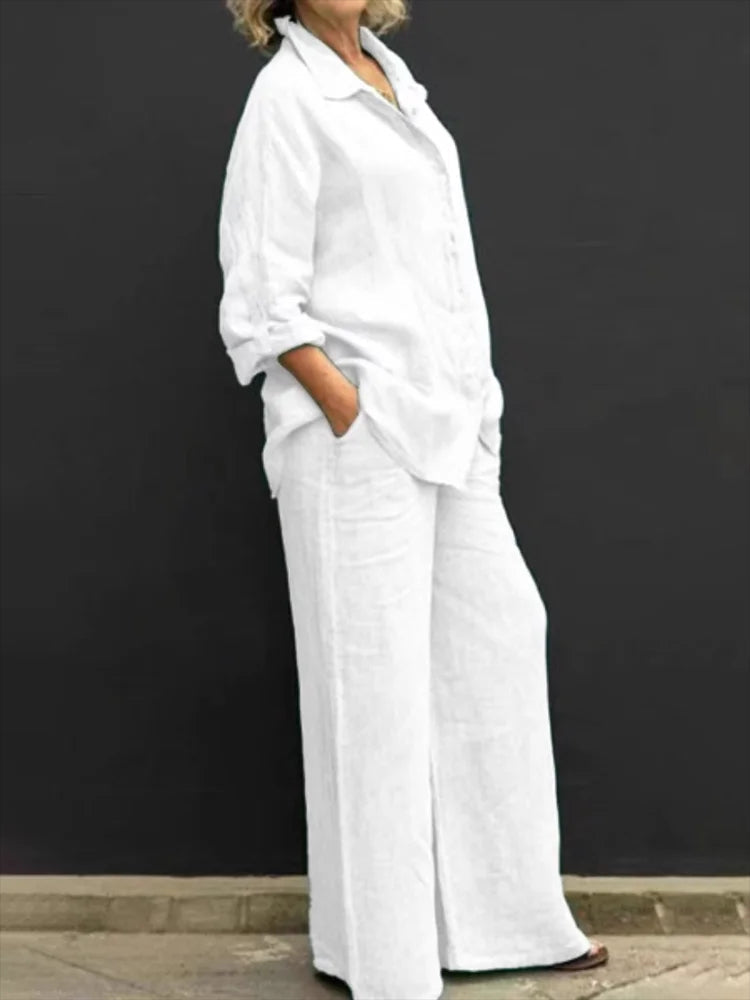 WW | Elegantes Hemd & Hose Mit Kragen Für Damen