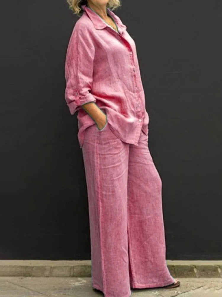 WW | Elegantes Hemd & Hose Mit Kragen Für Damen