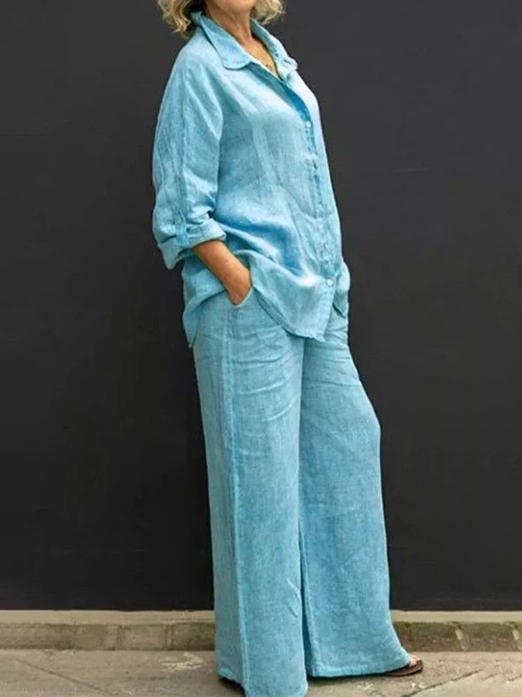 WW | Elegantes Hemd & Hose Mit Kragen Für Damen