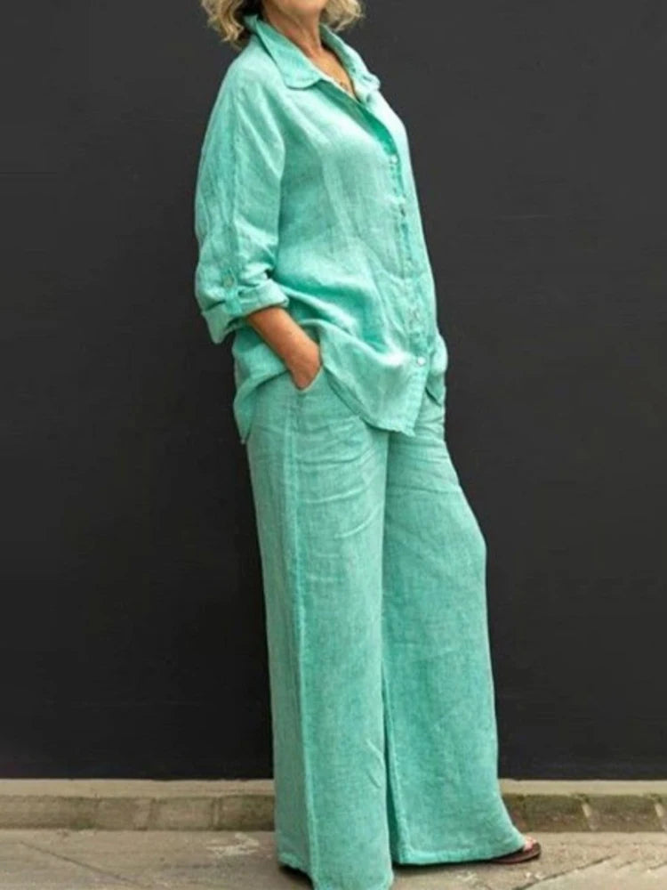 WW | Elegantes Hemd & Hose Mit Kragen Für Damen