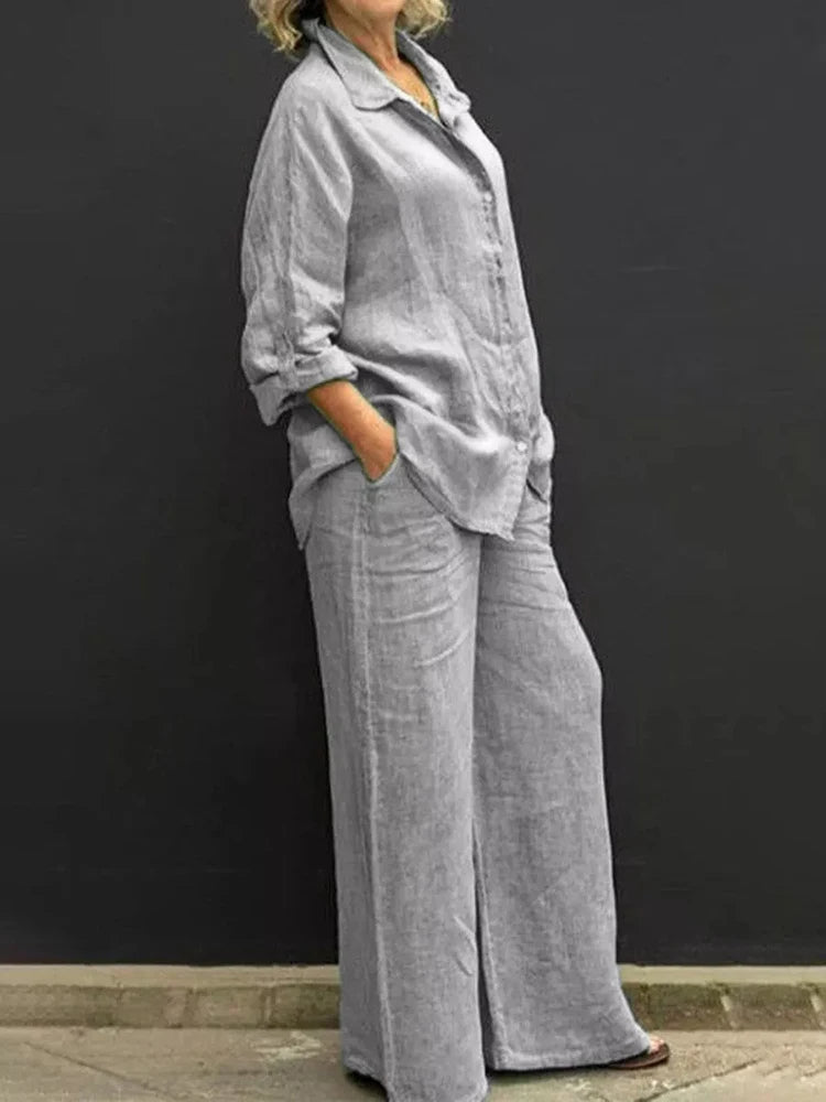 WW | Elegantes Hemd & Hose Mit Kragen Für Damen