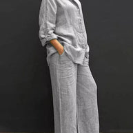 WW | Elegantes Hemd & Hose Mit Kragen Für Damen