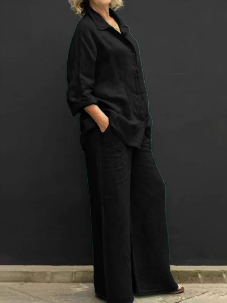 WW | Elegantes Hemd & Hose Mit Kragen Für Damen