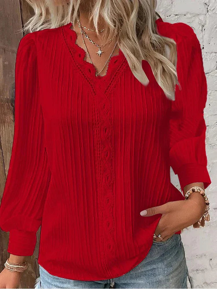 WW | Leichte Bluse mit Spitzen Details