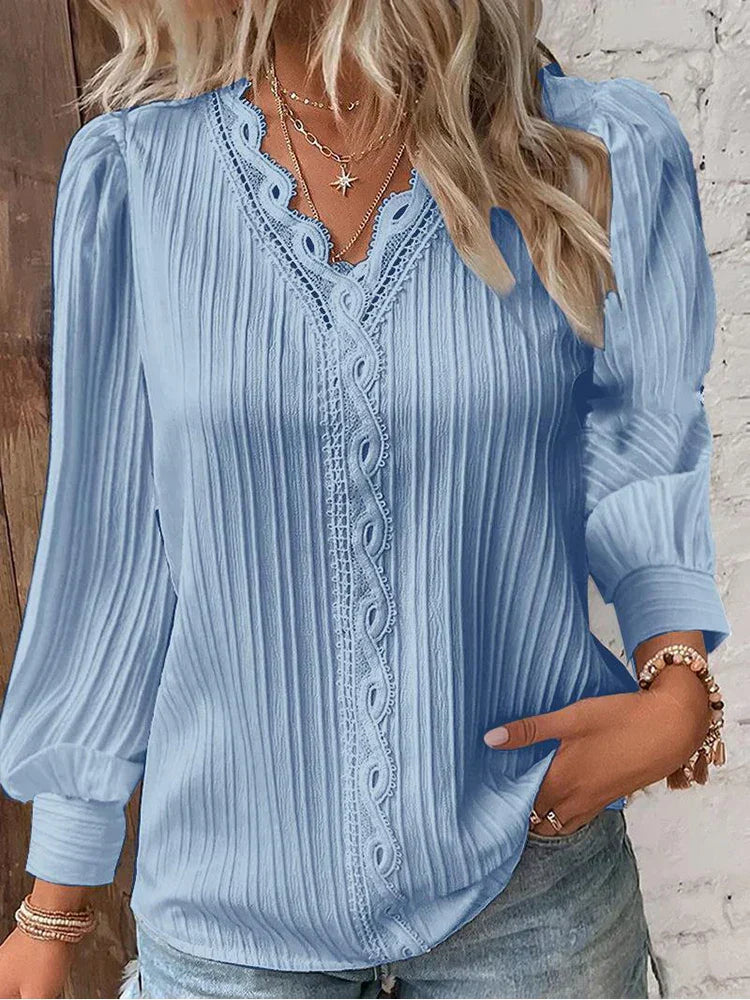 WW | Leichte Bluse mit Spitzen Details