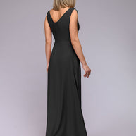 WW | Elegantes Maxi Kleid Mit Tiefem V-ausschnitt Und Schlitz