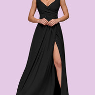 WW | Elegantes Maxi Kleid Mit Tiefem V-ausschnitt Und Schlitz
