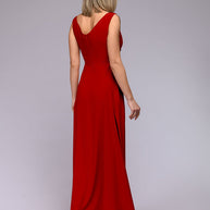 WW | Elegantes Maxi Kleid Mit Tiefem V-ausschnitt Und Schlitz