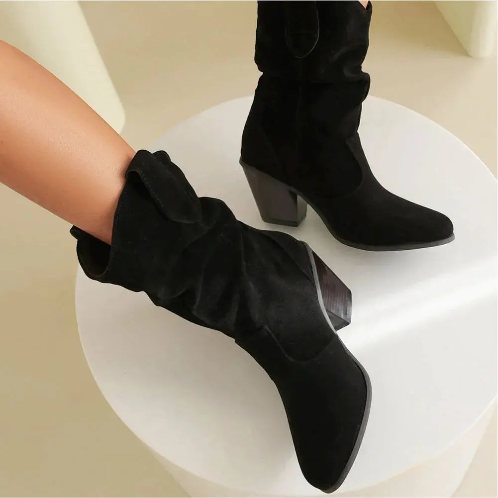 WW - Damen Western Cowboy Stil Retro-Fashion-Stiefel