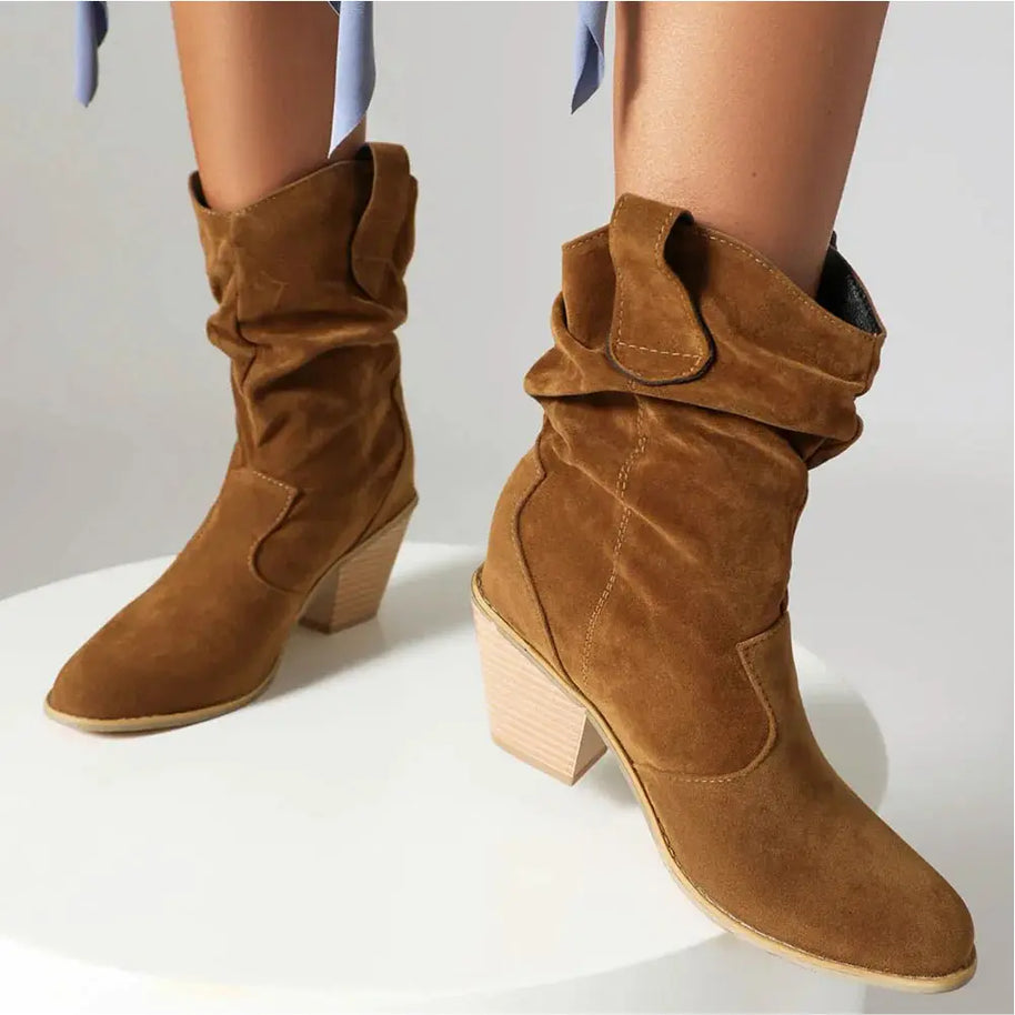 WW - Damen Western Cowboy Stil Retro-Fashion-Stiefel
