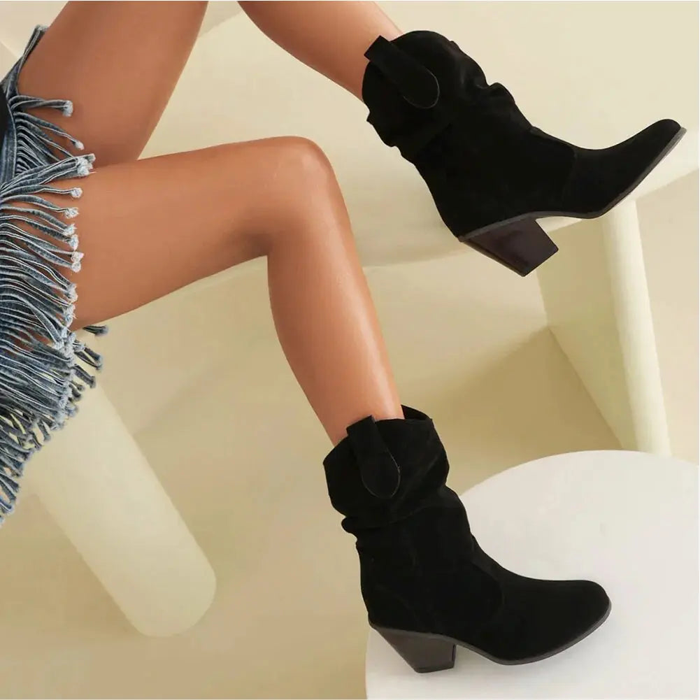 WW - Damen Western Cowboy Stil Retro-Fashion-Stiefel