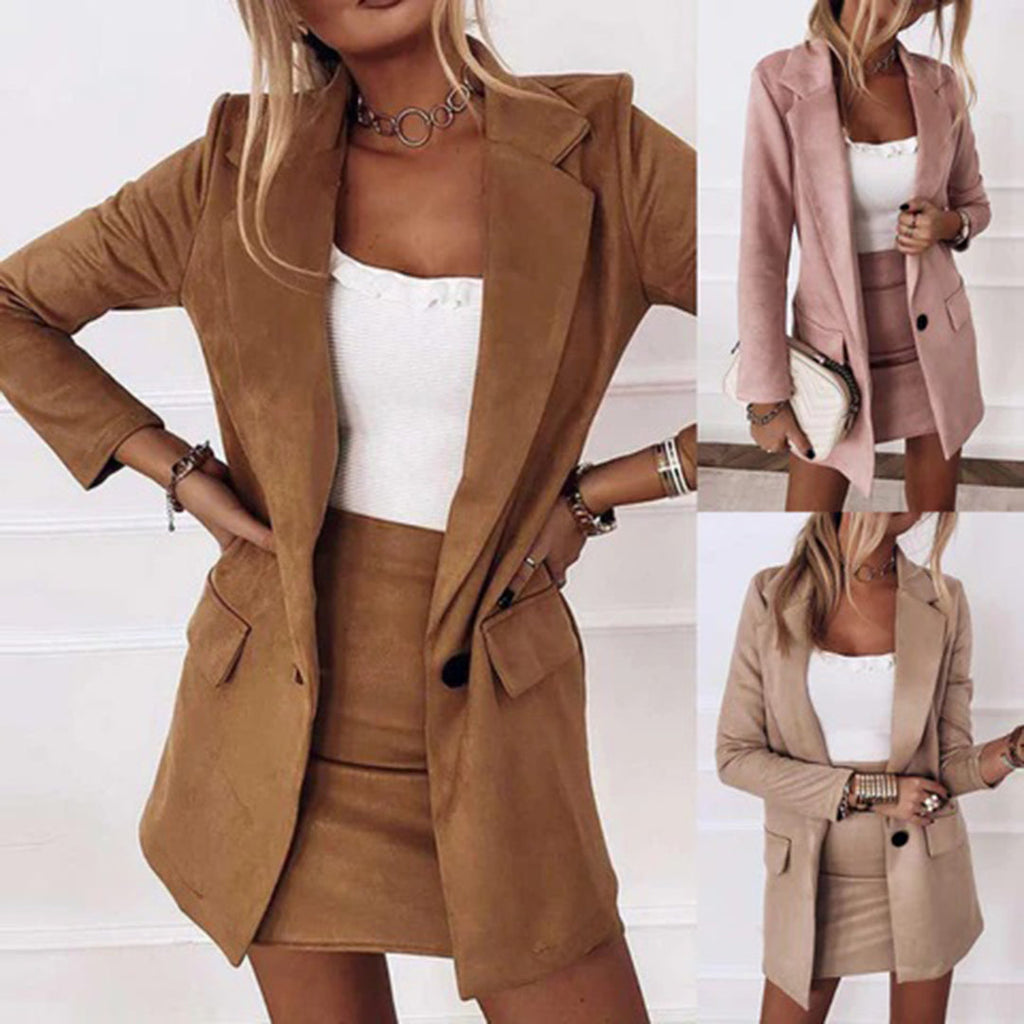 WW | Elegantes Wildleder Set Blazer und Rock