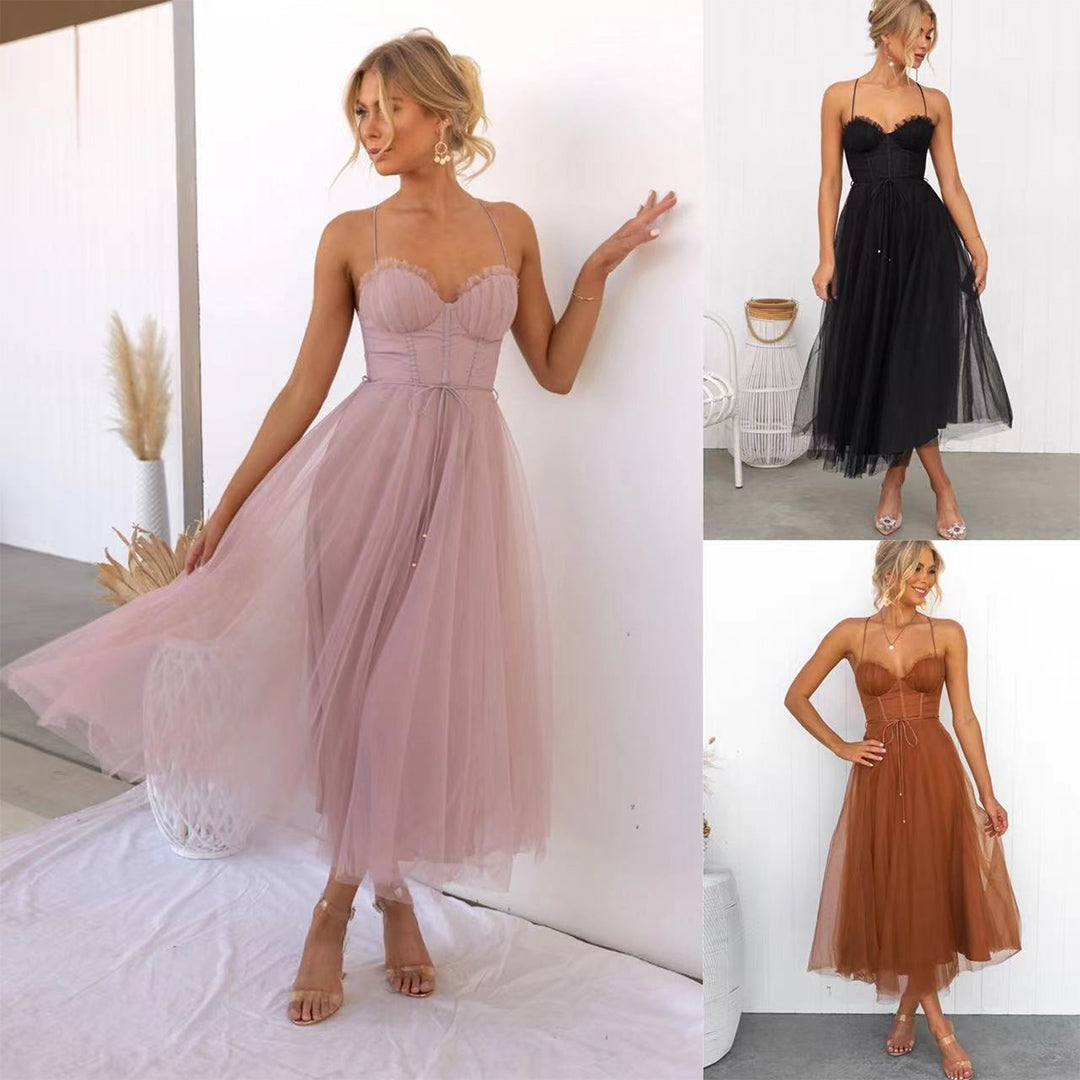 WW | Luxuriöses Ärmelloses Midikleid mit Schulter Spaghettiträgern