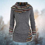 WW | mit Kapuze - Damen Fleece-Pullover mit Tribal-Muster