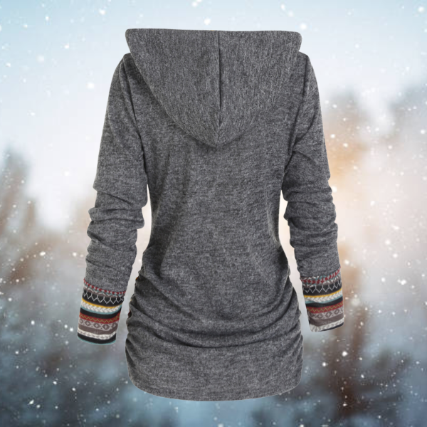 WW | mit Kapuze - Damen Fleece-Pullover mit Tribal-Muster