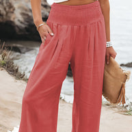 WW | Sommerhose aus Leinen mit elastischem Bund für Damen