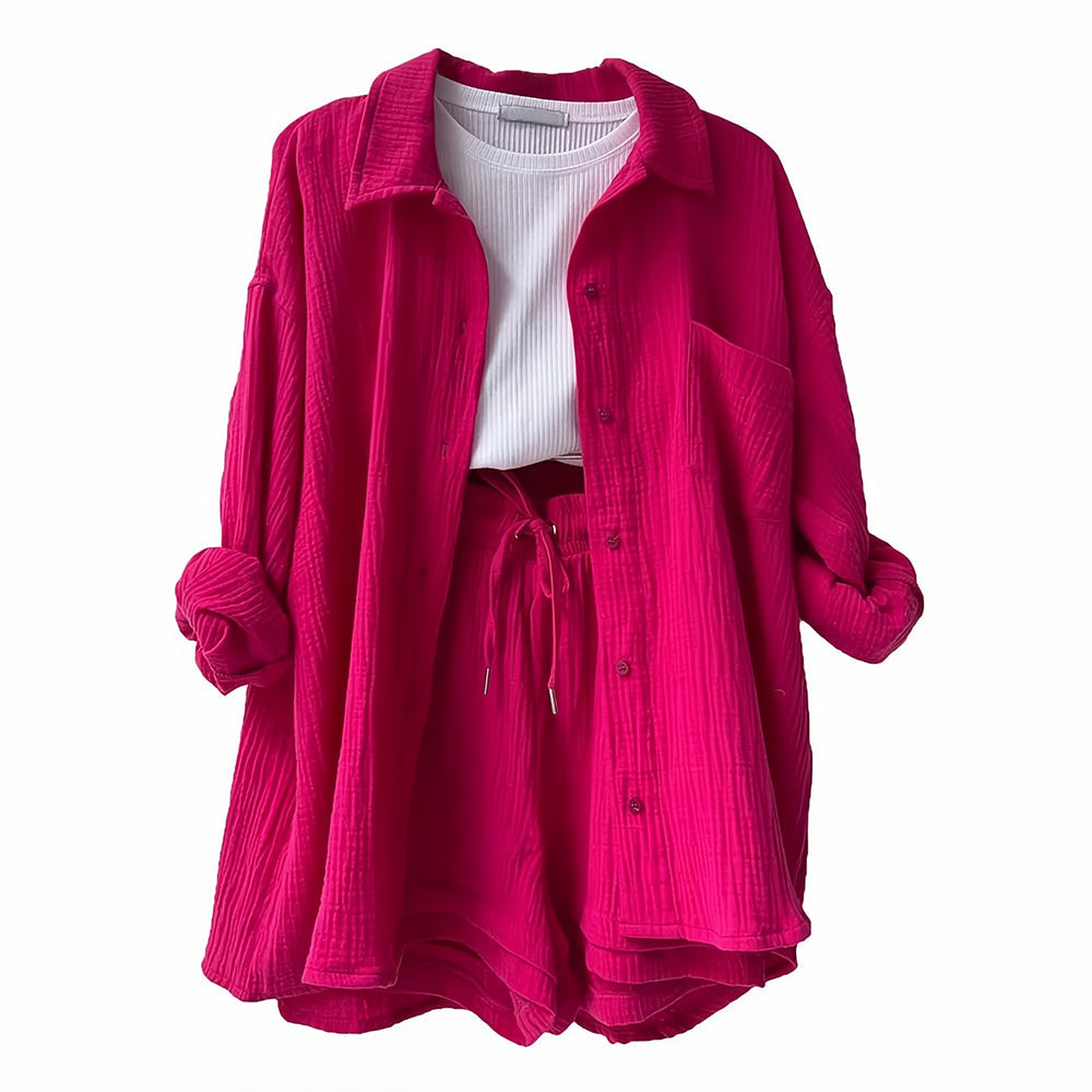WW | Sonnenschutz-Shirt-Set für Damen (Langarmshirt + Shorts)