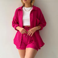 WW | Sonnenschutz-Shirt-Set für Damen (Langarmshirt + Shorts)