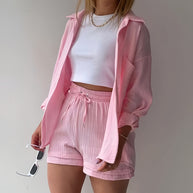 WW | Sonnenschutz-Shirt-Set für Damen (Langarmshirt + Shorts)
