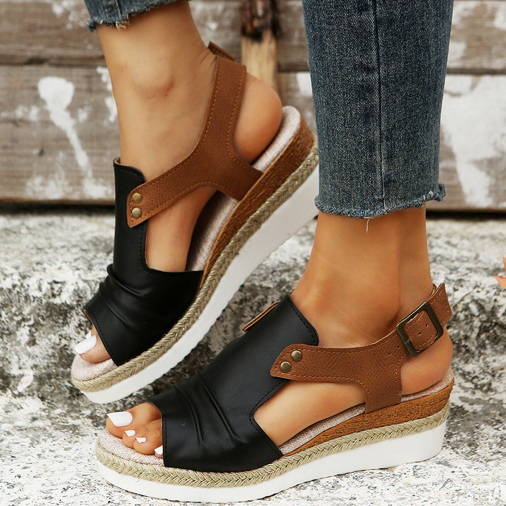 WW | neue lässige Damensandalen mit dicken Sohlen und Fischmaul