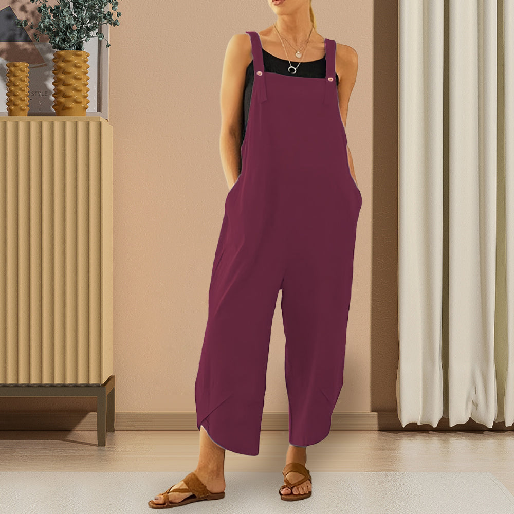 W&W Mode | Lässiger, lockerer Overall in Volltonfarbe für Damen