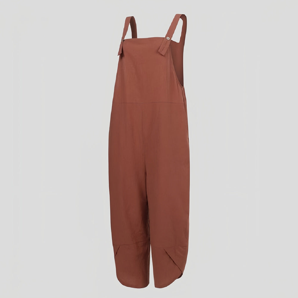 W&W Mode | Lässiger, lockerer Overall in Volltonfarbe für Damen