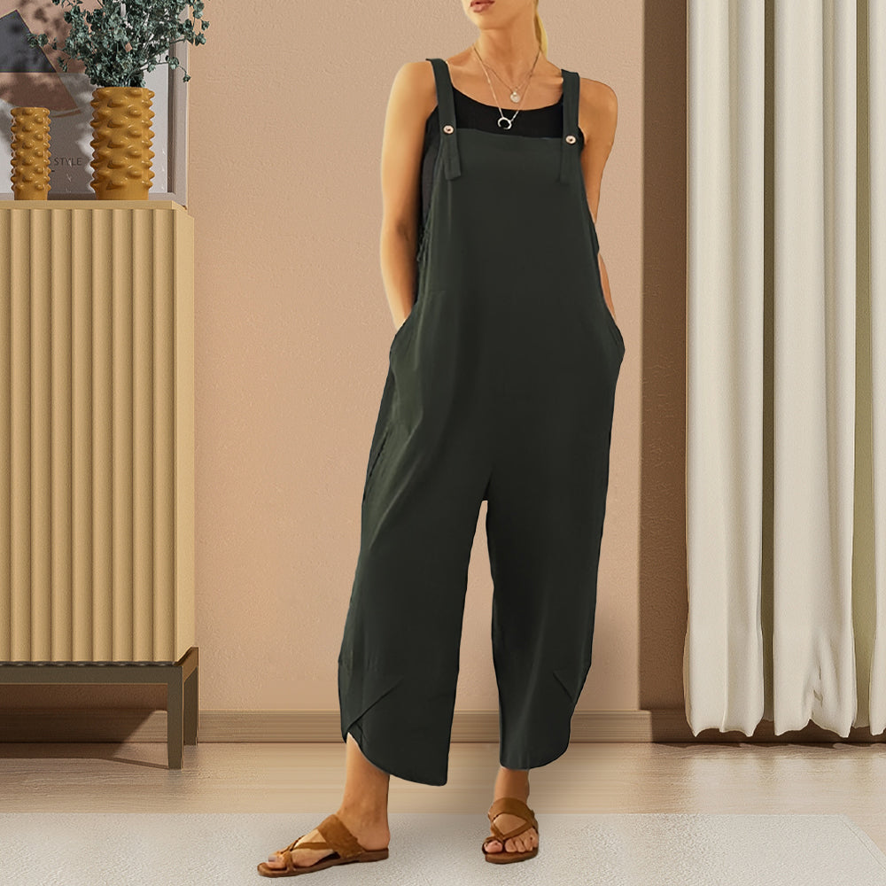 W&W Mode | Lässiger, lockerer Overall in Volltonfarbe für Damen