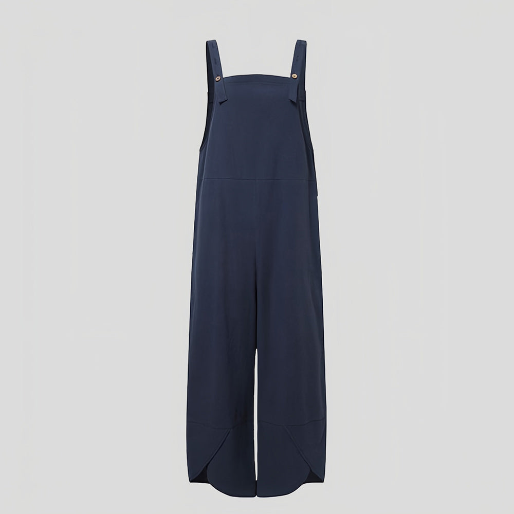 W&W Mode | Lässiger, lockerer Overall in Volltonfarbe für Damen