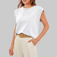 WW | Damen Frühling und Sommer Rundhals ärmelloses T-Shirt