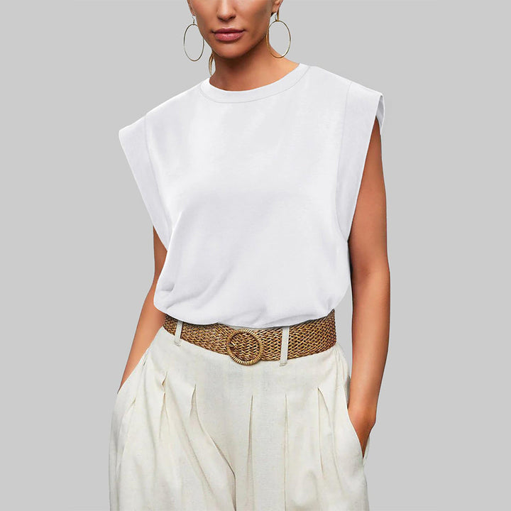 W&W Mode | Damen Frühling und Sommer Rundhals ärmelloses T-Shirt