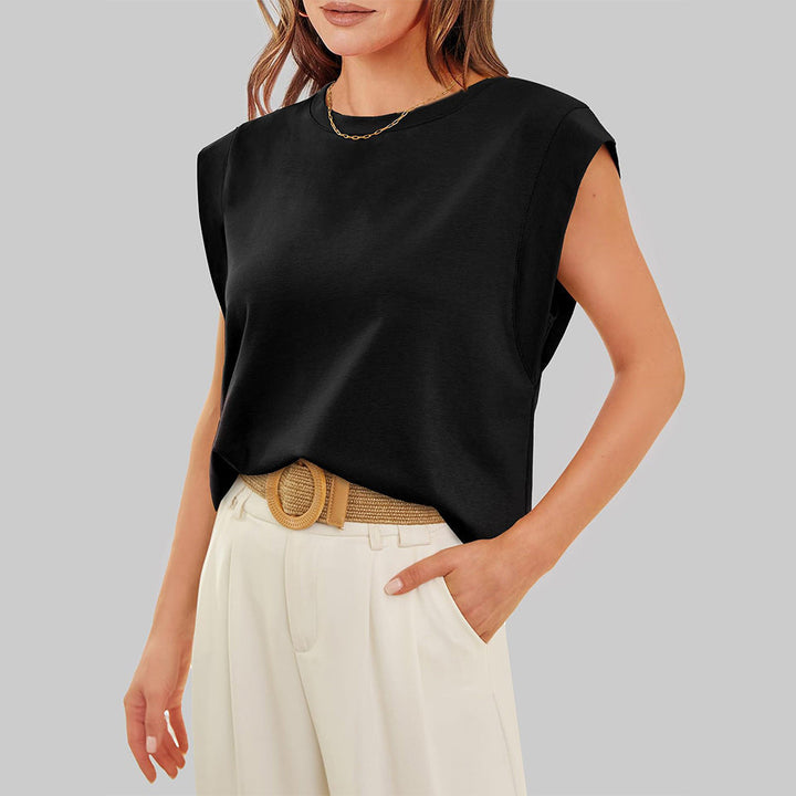W&W Mode | Damen Frühling und Sommer Rundhals ärmelloses T-Shirt