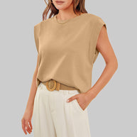 WW | Damen Frühling und Sommer Rundhals ärmelloses T-Shirt
