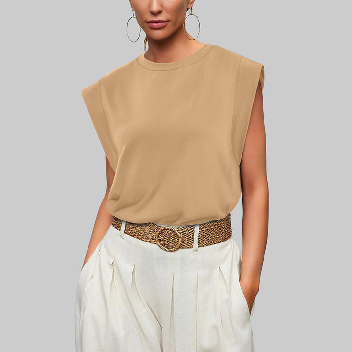 W&W Mode | Damen Frühling und Sommer Rundhals ärmelloses T-Shirt