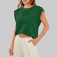 WW | Damen Frühling und Sommer Rundhals ärmelloses T-Shirt