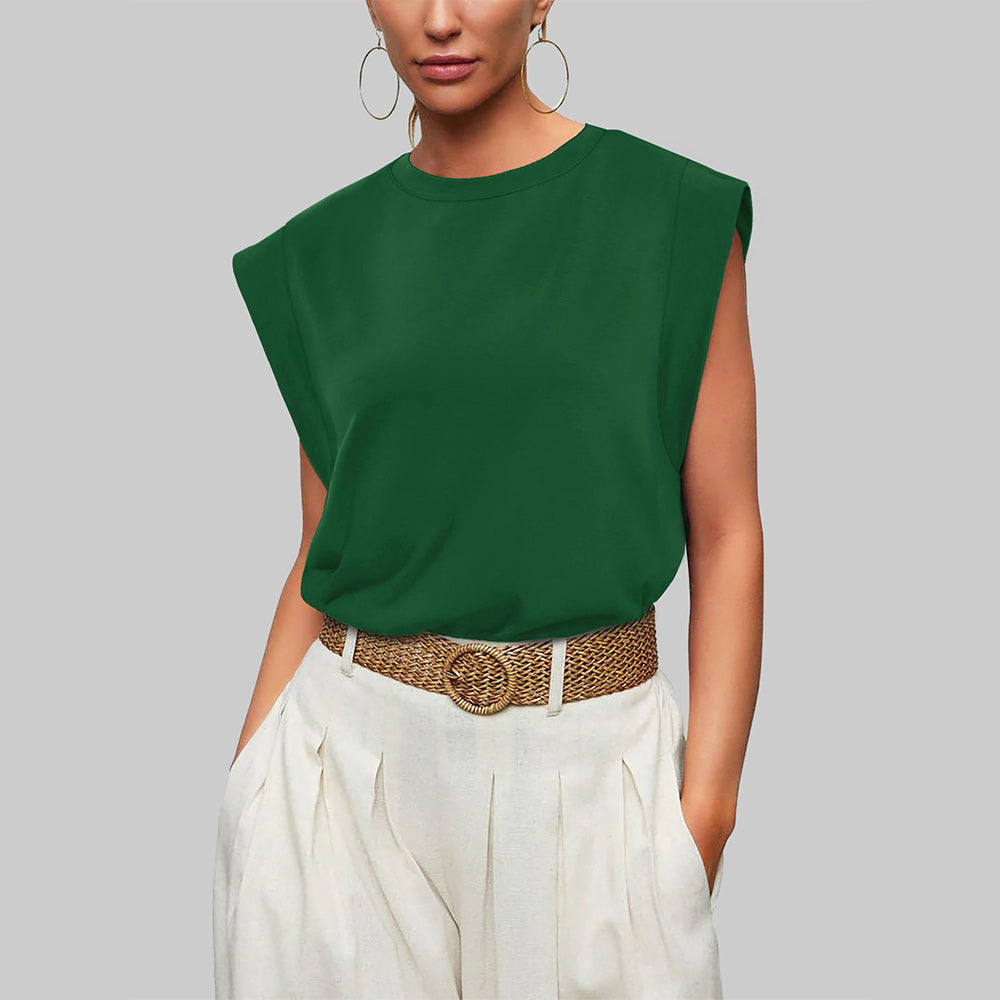 W&W Mode | Damen Frühling und Sommer Rundhals ärmelloses T-Shirt