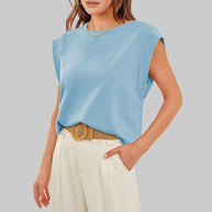 WW | Damen Frühling und Sommer Rundhals ärmelloses T-Shirt
