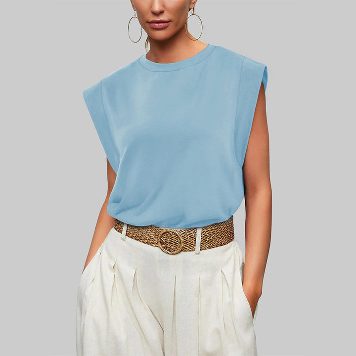 W&W Mode | Damen Frühling und Sommer Rundhals ärmelloses T-Shirt