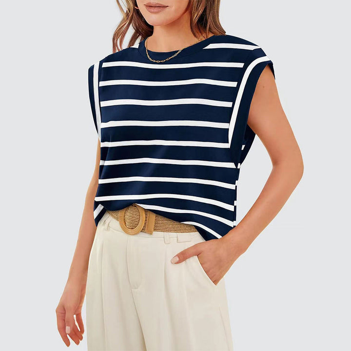 W&W Mode | Damen Frühling und Sommer Rundhals ärmelloses T-Shirt