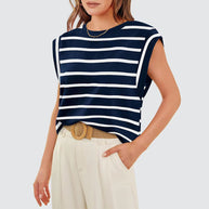 WW | Damen Frühling und Sommer Rundhals ärmelloses T-Shirt
