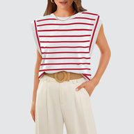 WW | Damen Frühling und Sommer Rundhals ärmelloses T-Shirt