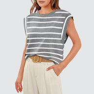 WW | Damen Frühling und Sommer Rundhals ärmelloses T-Shirt