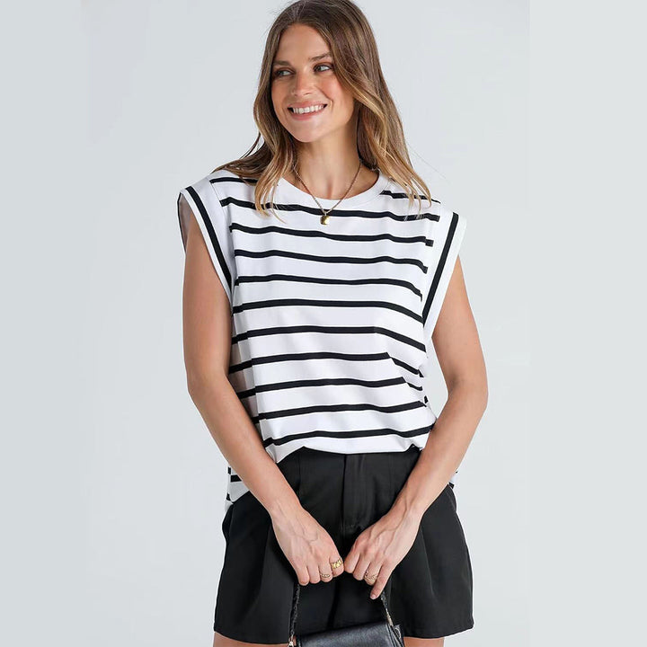 W&W Mode | Damen Frühling und Sommer Rundhals ärmelloses T-Shirt