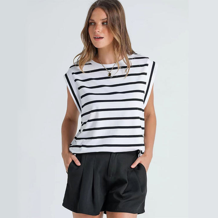 W&W Mode | Damen Frühling und Sommer Rundhals ärmelloses T-Shirt