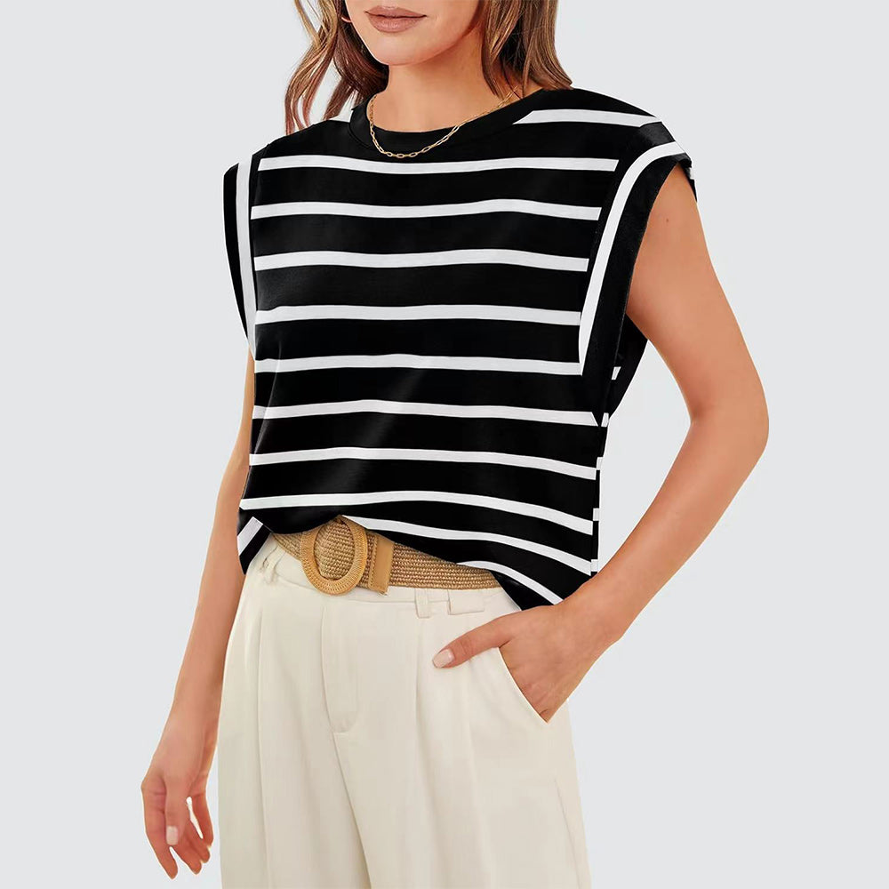 W&W Mode | Damen Frühling und Sommer Rundhals ärmelloses T-Shirt