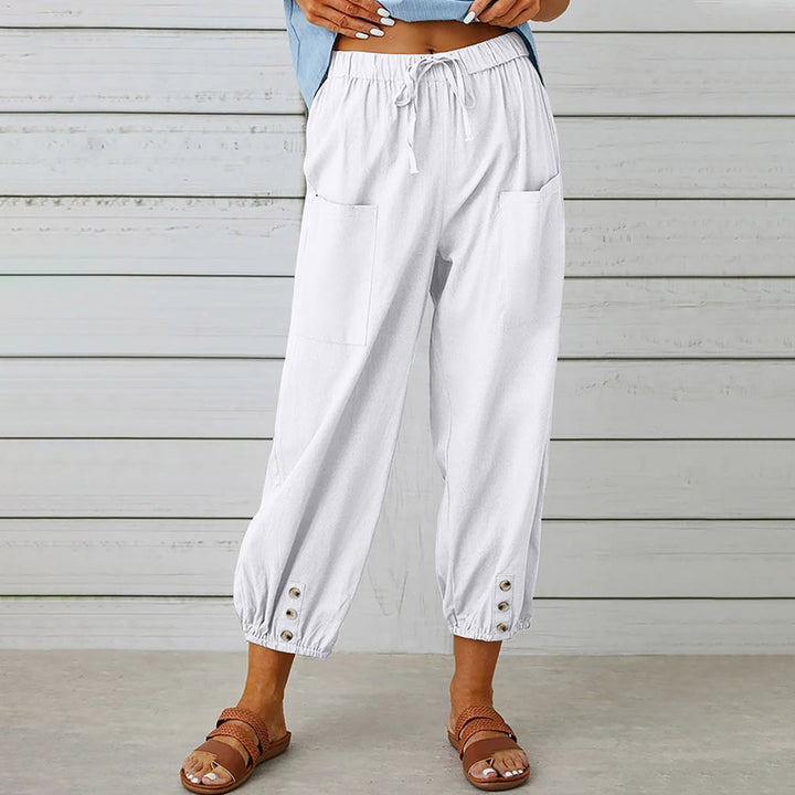 W&W Mode | kurze Damen-Overalls aus Baumwolle und Leinen mit Taschen und Knöpfen